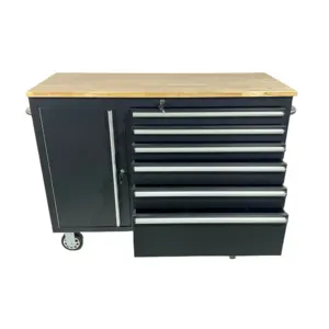 Popular Heavy Duty Black 6 Drawers Red Work Bench Garage Rolling Tool Cabinet With Wheels