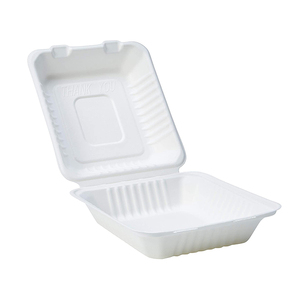 Caja ecológica de 8 pulgadas con bisagras, contenedores de comida para go 100% Biodegradable, caña de azúcar, Bio hamburguesa - Product Image 4