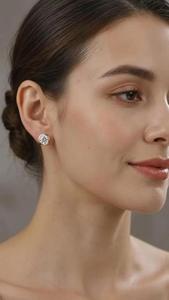 Boucles d'oreilles clous en diamant de laboratoire serti clos 1+1CT 2+2CT 3+3CT, plaqué or 14K, coupe classique, solitaire, bijoux fins pour femme, cadeau - Product Image 3