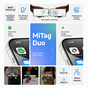 MiLi MiTag <span class=keywords><strong>Duo</strong></span>, Paquete <span class=keywords><strong>de</strong></span> 3 Localizadores Inteligentes con Funda <span class=keywords><strong>de</strong></span> Cuero, Resistente al Agua IPX67, Compatible con Apple Find My y <span class=keywords><strong>Google</strong></span> Find Hub - Product Image 6