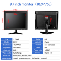 Usine pas cher 9.7 pouces 1024*768 IPS TFT VESA industriel LCD panneau écran tactile moniteur pour CCTV POS ATM supermarché caméra
