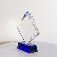 ADL Trophée en verre cristal K9 bleu, imprimé UV et gravé au laser, durable, avec coffret cadeau, idéal pour les cadeaux promotionnels et les cadeaux de bienvenue