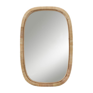 Specchio da Parete Rettangolare Decorativo con Cornice in Legno Naturale, Specchio per Trucco da Toeletta per Camera da Letto, Bagno, Dormitorio - Product Image 1