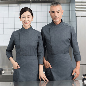 Uniformes d'hôtel à bas prix veste <span class=keywords><strong>de</strong></span> chef à manches longues veste <span class=keywords><strong>de</strong></span> <span class=keywords><strong>cuisine</strong></span> restaurant cuisson café chef manteau <span class=keywords><strong>vêtements</strong></span> <span class=keywords><strong>de</strong></span> nettoyage des travailleurs - Product Image 2
