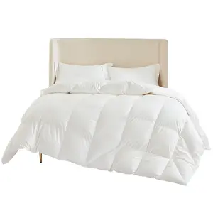 Colcha de algodão luxuosa Queen Queen com penas de ganso 70% Cama king-size Queen