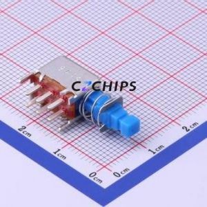 SPPJ222200 Push Button Switch Through hole Switch Double Pole Double Throw Self-Locking Square Plunger Right Angle Insert - Product Image 1