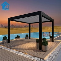 Pergola de luxe en aluminium antique Sweet Home pour voiture, garage extérieur, toit rétractable motorisé à lames orientables, système d'ombrage imperméable