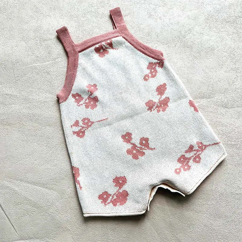 CHEER New design Customization flower knitted frilling flutter bodysuit babi bamboo Cotton romper clothes new born baby rompers