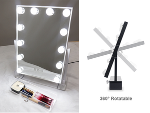 Soporte de mesa escritorio belleza tocador grande maquillaje organizador almacenamiento con bombilla Led espejo - Product Image 3