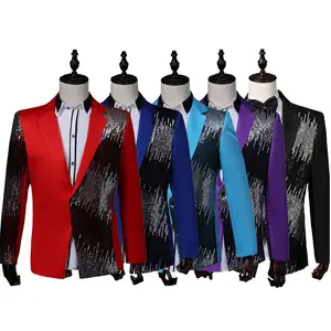 Men's Performance Suit Coat Sequin Suit Stage Gradual Lightning Host Night Club Bar Singer Top