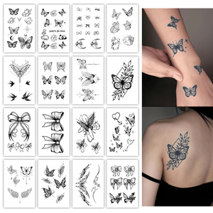 Tatuaggio semipermanente tatuaggio temporaneo <span class=keywords><strong>farfalla</strong></span> impermeabile dura 2 settimane realistico tatuaggio a base di erbe adatto per il corpo - Product Image 1