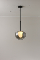 Suspension en verre gris fumée moderne lumière blanche chaude 220V AC lustre de plafond lumière aluminium pierre interrupteur maison bureau Villa