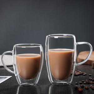 FactorySale-vaso de vidrio de doble pared de alto borosilicato para café, té y leche, con mango y tapa para Bar y restaurante - Product Image 5