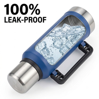 Thermos isotherme en acier inoxydable à double paroi de 1200 ml avec strass, pour maté et eau, avec cuillère