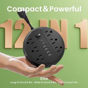 Yangına Dayanıklı Malzemeli Taşınabilir Güç Şeridi Aşırı Yük Koruması 12'si 1 Arada Güvenlik ve Kolaylık için 6 USB ve AC Bağlantı Noktası - Product Image 5