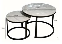 Table basse moderne minimaliste de luxe de haute qualité, ronde, 2 pièces, plateau en pierre frittée, meubles de salon, maison, hôtel
