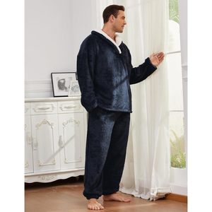 Conjunto de Pijamas para Hombre, Invierno, Cálido, Felpa Coral, Manga Larga, Ropa de Dormir Suave, 2 Piezas - Product Image 4