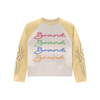 T-shirt graphique personnalisé de haute qualité pour homme, chemise thermique à manches longues en coton, imprimé DTG, chemise à manches longues en tissu gaufré