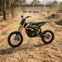 2026 Surron Hyper Bee Elektro-Offroad-Motorrad mit 14 Zoll Vorderreifen und 12 Zoll Hinterreifen für Jugendliche