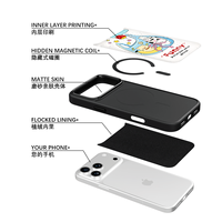 Coque de téléphone AG Feeling Black Edge avec motif petit ours doré pour iPhone 17, 17 Pro Max, 16 Pro, 15, 15 Pro Max – Coque magnétique