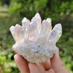 Venta al por mayor Natural claro cuarzo <span class=keywords><strong>Aura</strong></span> cuarzo racimo Ángel <span class=keywords><strong>Aura</strong></span> cristal racimo para decoración y regalo - Product Image 1