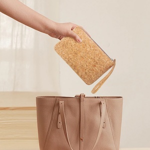 Women's Eco-Friendly RFID Blocking Open Closure Vegan Cork Leather Long Wristlet Makeup Purse & <b>Wallet</b> with Large Capacity - Product Image 4