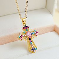 Collier pendentif croix rétro punk avec zircon unique, style européen américain, design en cuivre et bambou, clavicule, cadeau unisexe