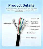 Kabel Transfer Data Pengisian Cepat Anti-Interferensi Anti-Goyang Anti-Putus 5-Core Tipe-C ke Tipe-C dengan Pelindung PVC Ganda