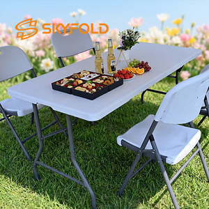 <span class=keywords><strong>Mesa</strong></span> y Sillas Plegables Rectangulares Blancas <span class=keywords><strong>de</strong></span> Plástico Resistente <span class=keywords><strong>de</strong></span> 6 pies para Fiestas en Jardín, Bodas y Eventos al por Mayor - Product Image 2