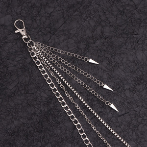 สร้อยคอแฟชั่นหลายชั้นพร้อมจี้รูปกรวยสามเหลี่ยม สร้อยคล้องกางเกง เครื่องประดับเดนิม สไตล์ฮิปฮอป สำหรับใส่ทุกวัน ทำจากโลหะผสมสังกะสี - Product Image 4