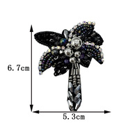 En gros, Appliques brodées à coudre faites main, motif palmier de coco, ornées de perles et de paillettes, pour chapeaux DIY
