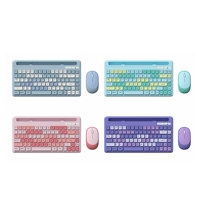 Papan ketik dan Mouse 2.4G, ramping tanpa kabel dan Mini kantor Kombo warna merah muda 84 tombol Teclado Sem Fio untuk anak perempuan
