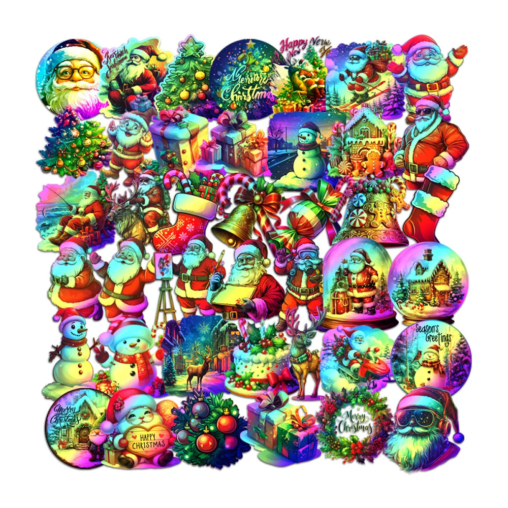 41 hojas de pegatinas de la serie navideña coloridas de 6 cm cada una