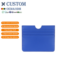 Porte-cartes minimaliste en cuir PU, étui fin pour cartes de crédit, logo personnalisé, vente en gros, mini portefeuille