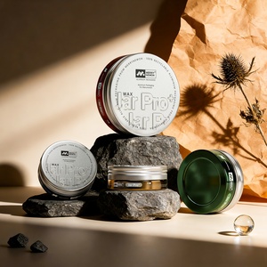 Ensemble de toilettage pour homme en aluminium brossé élégant : Boîte de cire capillaire premium avec bouchon à vis hermétique pour emballage cosmétique - Product Image 1