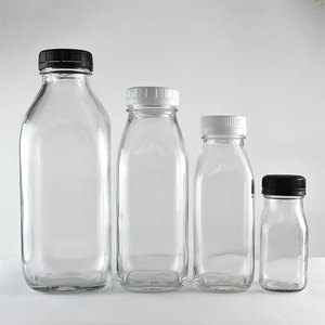 <span class=keywords><strong>Bottiglia</strong></span> in Vetro Quadrata Francese Trasparente <span class=keywords><strong>da</strong></span> 6oz 8oz 10oz 12oz 16oz 180ml 250ml 300ml 350ml 500ml per Succhi di Frutta con Tappo a Vite - Product Image 1