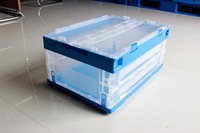Conteneurs de rangement pliables NEXARA, caisses en plastique empilables, couvercles mobiles pratiques, design de boîte solide, rangement pratique, boîte de rangement transparente