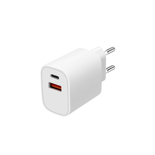 OEM Logo EU Plug 2 Port Fast Charging PD3.0 20W 12V 1.5A USB a Type-C Power Adapter Wall Charger