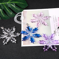 Ornement flocon de neige en cristal K9 facetté, pendentif suspendu pour sapin de Noël, attrape-soleil avec chaîne de perles pour décoration de fenêtre de voiture
