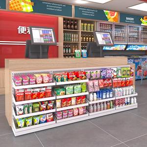 ชั้นวางสินค้าซุปเปอร์มาร์เก็ตแบบตะขอเกี่ยวสำหรับขนมขบเคี้ยว ยา และเครื่องดื่ม ปรับระดับได้ ทำจากโลหะ มีไฟ - Product Image 1