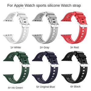 Correas de Reloj de Silicona con Hebilla Plateada Negra, Deportivas e Impermeables, para <span class=keywords><strong>Apple</strong></span> IWatch Band Ultra 8 7 6 5, Venta al Por Mayor de Fábrica - Product Image 4