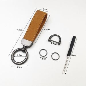 <b>Custom</b> Personalize Logo Anti-Lost Car Keychain With Buckle Ring Pu Leather Carabiner Keyring <b>Key</b> Fob Metal Stamped Blank - Product Image 3