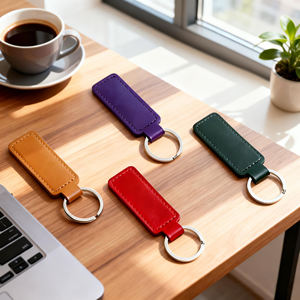 OEM奢华牛皮真皮登山扣钥匙扣定制雕刻复古空白钥匙扣高级促销产品 - Product Image 3