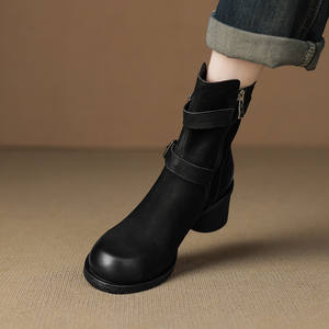 New <b>Sheepskin</b> Lambskin Side Zipper Waterproof Ankle <b>Boots</b> in Solid Color Casual Warm Fashionable Versatile for <b>Women</b> All Seasons - Product Image 6