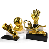 Trophée en métal JY Crystal Crafts, prix de football, bottes dorées, gants dorés, trophées sportifs, récompenses en résine dorée avec boîte cadeau