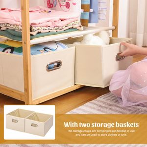 Estante <span class=keywords><strong>de</strong></span> <span class=keywords><strong>ropa</strong></span> para niños <span class=keywords><strong>de</strong></span> bambú con 2 cestas <span class=keywords><strong>de</strong></span> almacenamiento y 2 varillas colgantes ajustables, estante <span class=keywords><strong>de</strong></span> <span class=keywords><strong>ropa</strong></span> para niños, estante <span class=keywords><strong>de</strong></span> vestir para sala <span class=keywords><strong>de</strong></span> juegos - Product Image 2