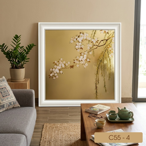 Pintura de Paisaje en Hoja de Oro Hecha a Mano en Vietnam, Arte de Pared de Lámina Metálica de Lujo, OEM ODM, Decoración para Hotel, Villa u Oficina, Modelo C55-4 - Product Image 2