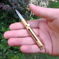 Laiton Mini papier couteau rétractable auto-défense porte-clés boulon fin couteau d'extérieur Portable coupe-boîte