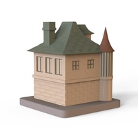 Conception 3d personnalisée modèle décoratif maison historique en polyrésine château noble européen chambre de brûleur à cône d'encens en résine avec base