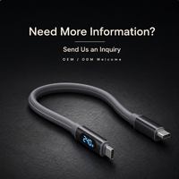 Câble de charge USB C vers USB C en silicone souple 240W avec affichage numérique de la puissance pour téléphone, tablette, ordinateur portable, logo personnalisé, vente en gros